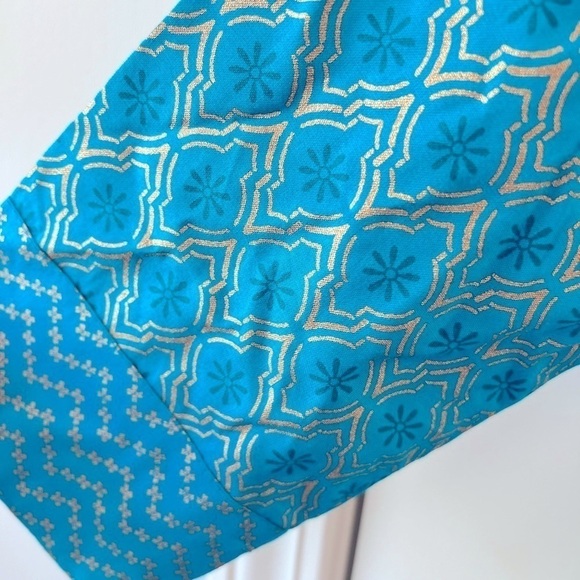 AVAASA Turquoise Kurta with Yoke Embroidery Rayon Ethnic Pakistan Indian Sz S - Picture 6 of 10